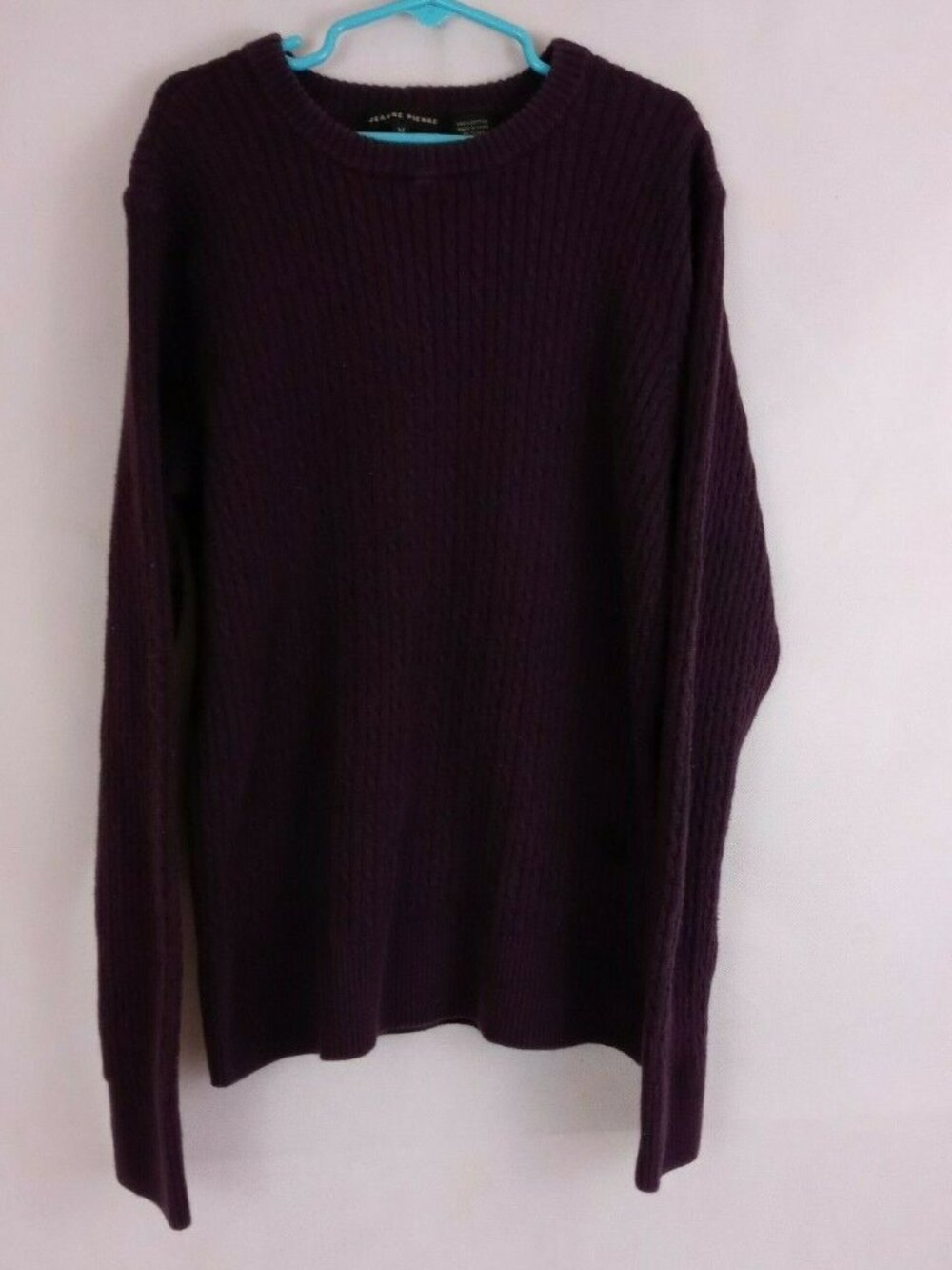 Vintage 90s Jeanne Pierre Women's Purple Cable Knit Crew Neck Sweater Size M